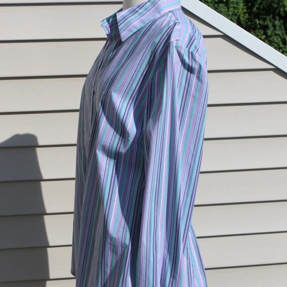 Tahari Women's Striped Paisley Elaine Shirt Casual Button Down Size L - Picture 15 of 16